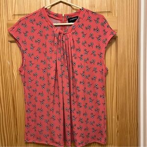 Liz Claiborne Career Women's Sleeveless Blouse, Size XL, Pink w/Flowers